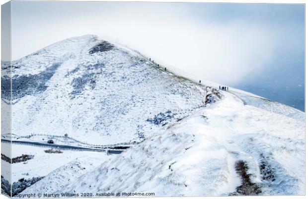 Mam Tor In Winter Snow Canvas Print by Martyn Williams