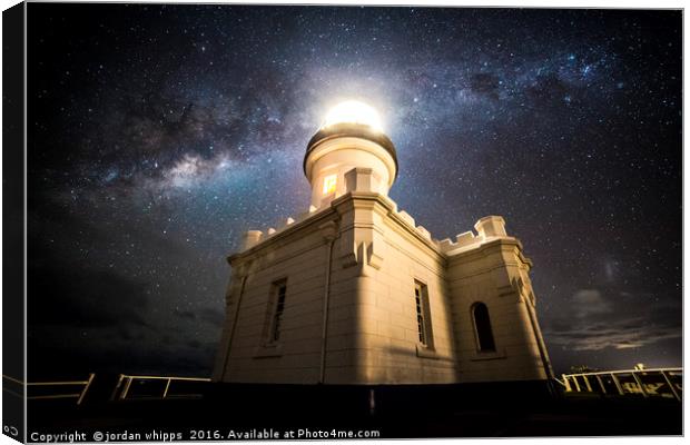 Cape Byron Lighthouse Milky Way Canvas Print by jordan whipps