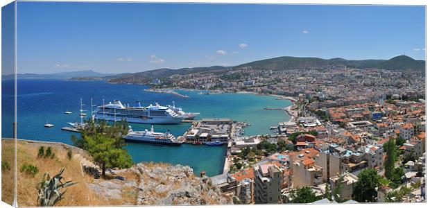 Kusadasi and Port Canvas Print by Michael Oakes