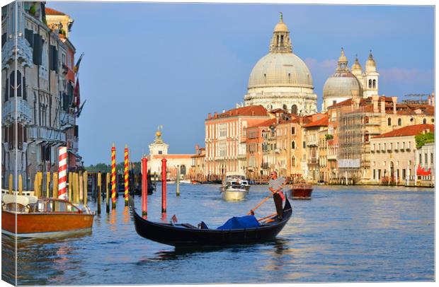 Gondolier Grand Canal                              Canvas Print by Michael Oakes