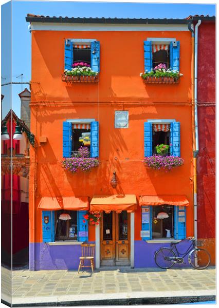 Colours of Burano.                              Canvas Print by Michael Oakes