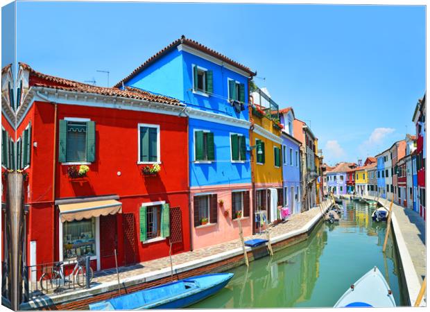  Burano Canal     Canvas Print by Michael Oakes