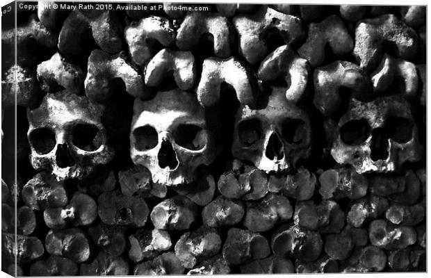  Skulls - Paris Catacombs, black and white version Canvas Print by Mary Rath