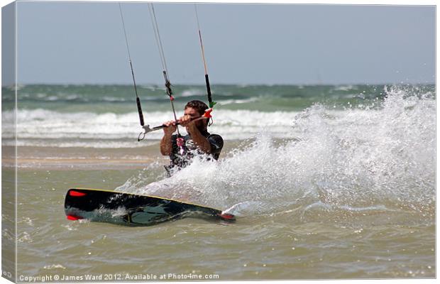 Kite surfing in France Canvas Print by James Ward