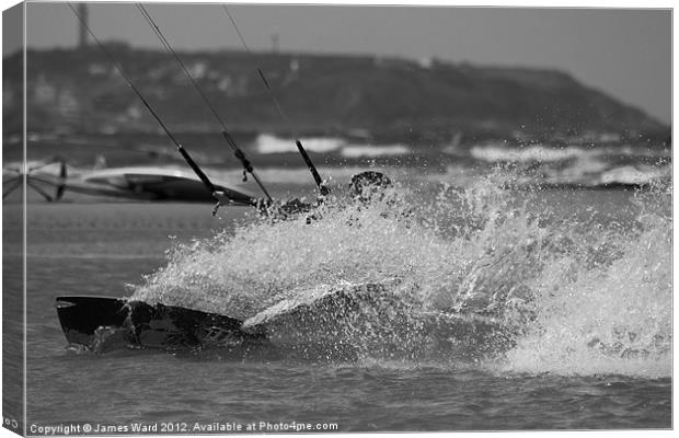 Mono Kitesurfer Canvas Print by James Ward