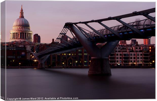 Millennium Bridge and St Pauls Cathedral Canvas Print by James Ward