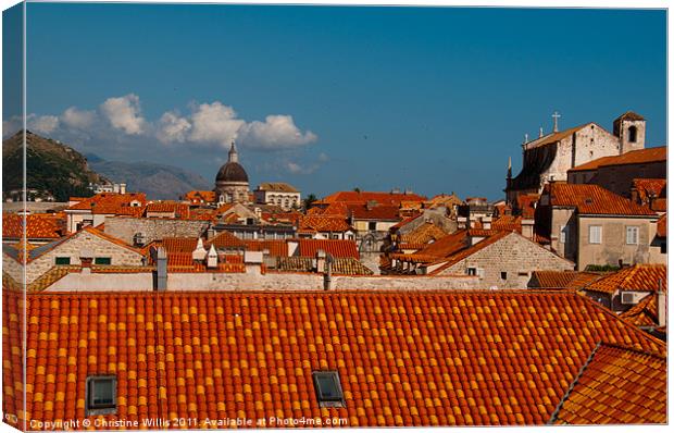 Red Roofs, Blue Skies Canvas Print by Christine Johnson