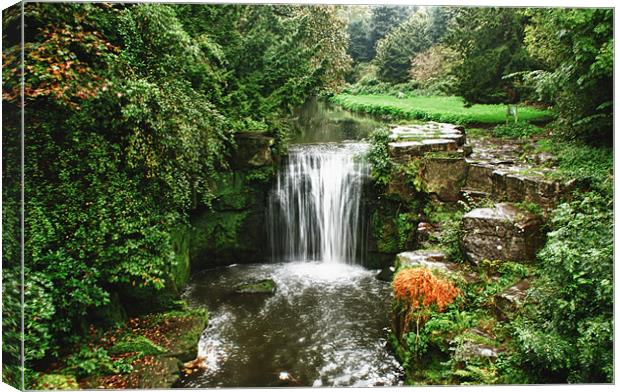 Jesmond Dene Waterfall Canvas Print by John Ellis