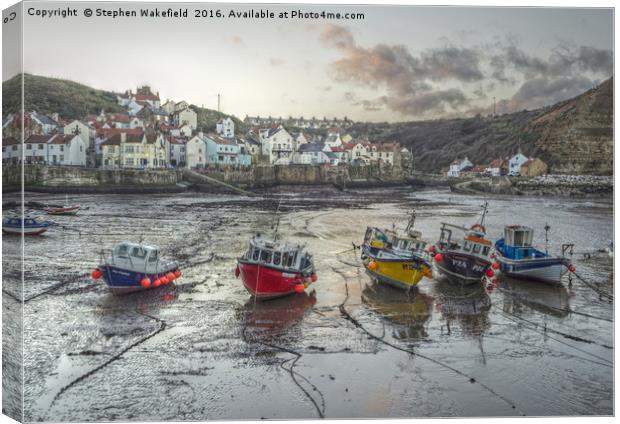 Staithes at Dusk Canvas Print by Stephen Wakefield