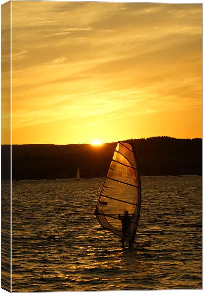 Sunset Exmouth Bay Kite surfing. Canvas Print by Dean Knight