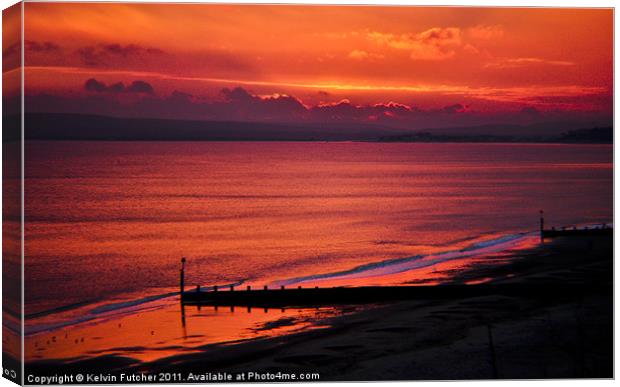 Sunset over Poole Bay Canvas Print by Kelvin Futcher 2D Photography