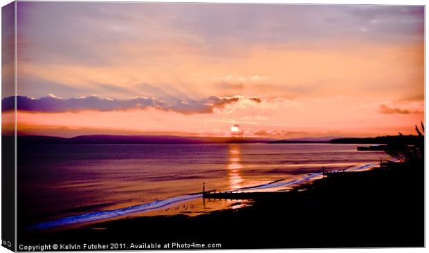 Crimson Sillouette Sunset Canvas Print by Kelvin Futcher 2D Photography