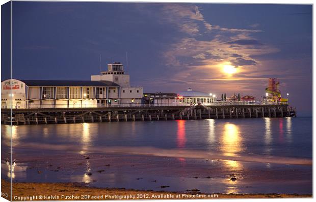 Moonrise over Bournemouth Pier Canvas Print by Kelvin Futcher 2D Photography