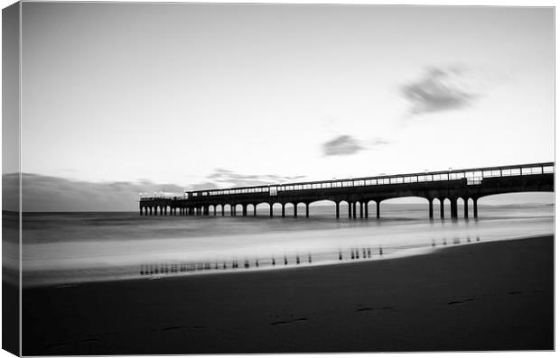 Boscombe pier in black and white Canvas Print by Kelvin Futcher 2D Photography