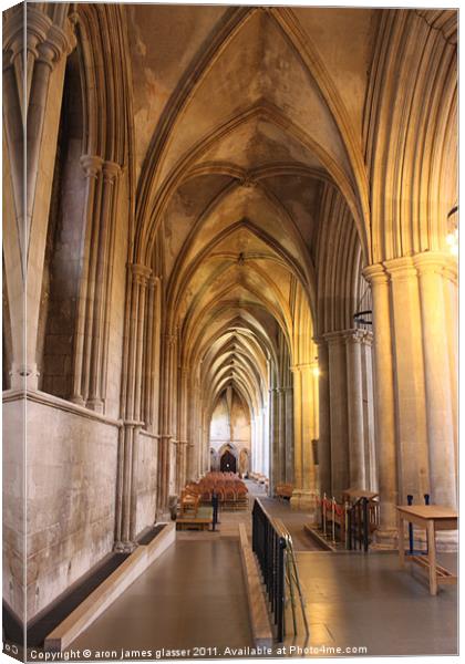 st albans cathedral hallway Canvas Print by aron james glasser