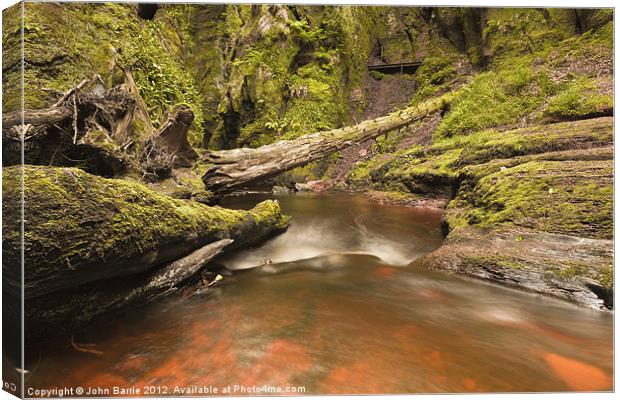 Devil''s Pulpit, Finnich Gorge Canvas Print by John Barrie