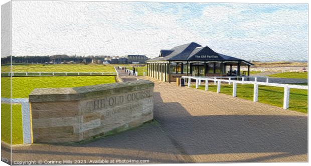 The Old Course & Old Pavilion - oil paint effect Canvas Print by Corinne Mills