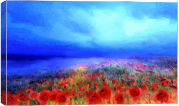 Poppies in the mist Canvas Print by Valerie Anne Kelly