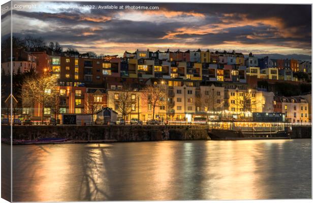 Glittering Bristol Harbour at Night Canvas Print by K7 Photography
