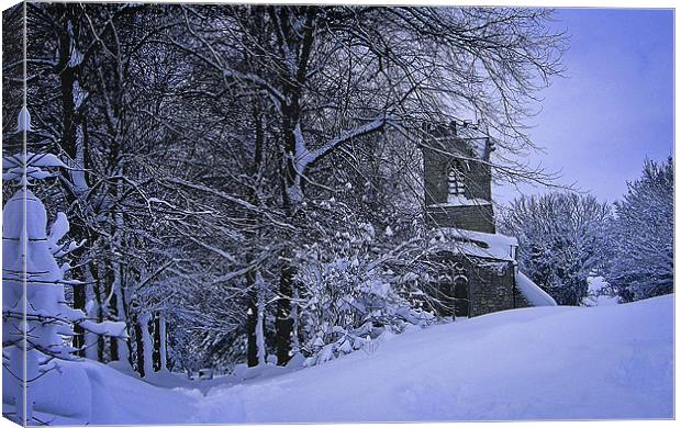 Country Village Church in Winter Canvas Print by K7 Photography