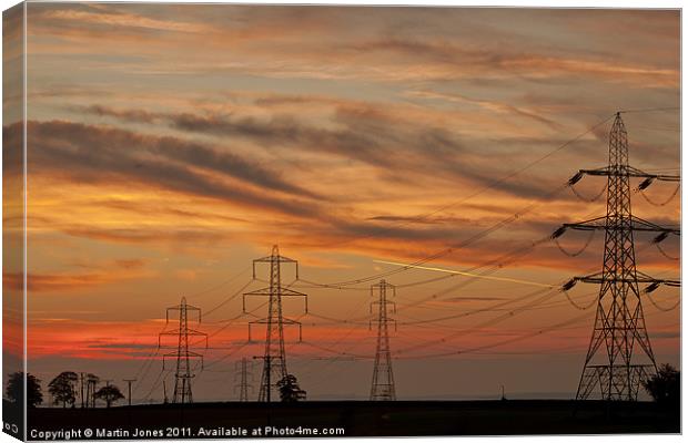 Megawatt Alley Pylon Sunset Canvas Print by K7 Photography