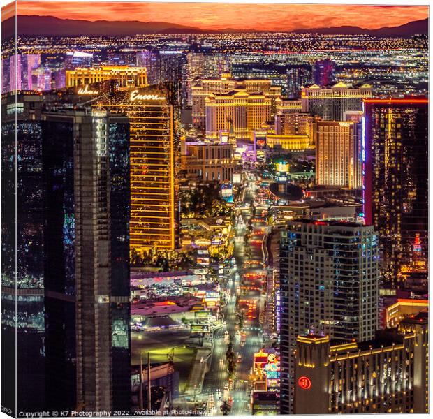 Radiant Vegas Nightscape Canvas Print by K7 Photography
