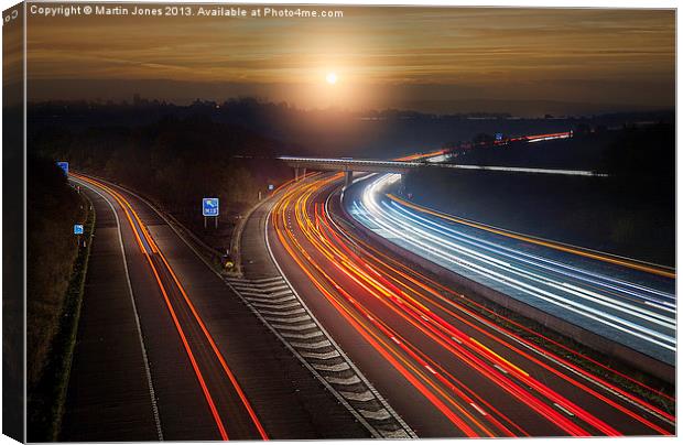 A Glowing Sunrise on the M1 Canvas Print by K7 Photography
