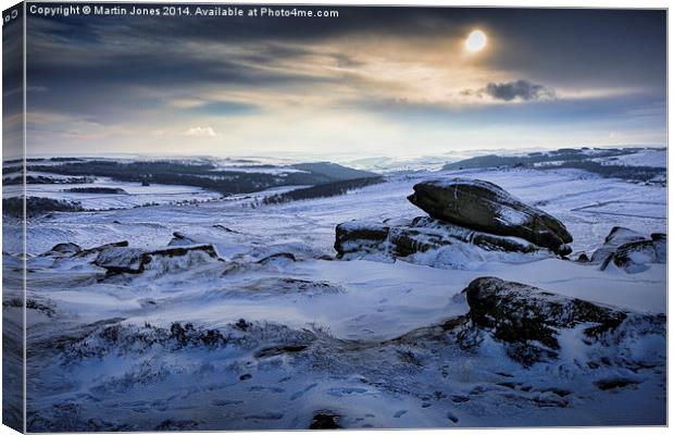  Low winter sun over Higger Tor Canvas Print by K7 Photography