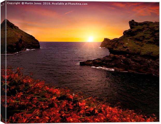 Cornish Sunset at Boscastle Cove Canvas Print by K7 Photography