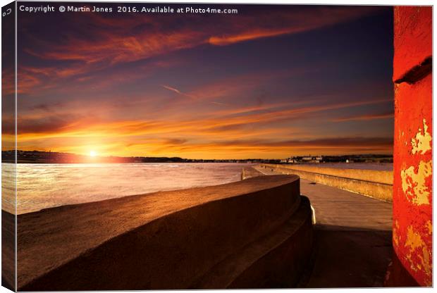 Berwick Breakwater Sunset Canvas Print by K7 Photography