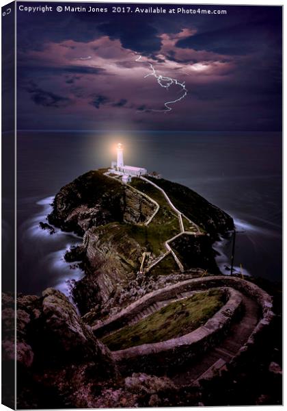 Lightning over South Stack Canvas Print by K7 Photography