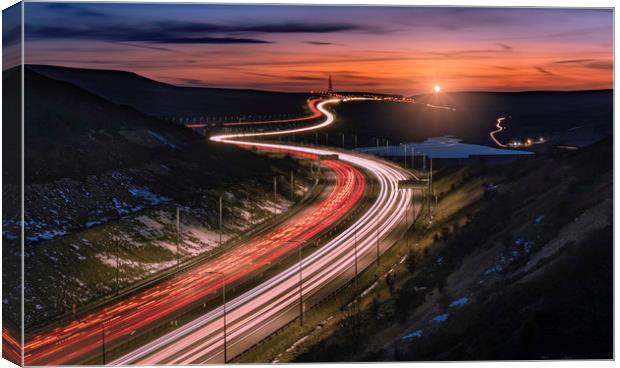 M62 from the Rainbow Bridge, Scammonden, West York Canvas Print by K7 Photography