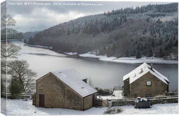 Winter over Ladybower Reservoir Canvas Print by K7 Photography