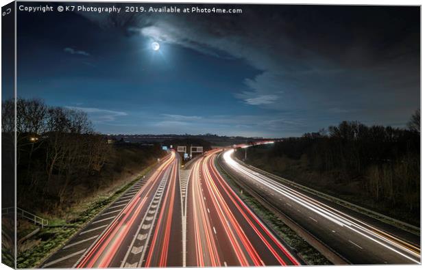 Motorway Sign Coming up in the Morning Light Canvas Print by K7 Photography