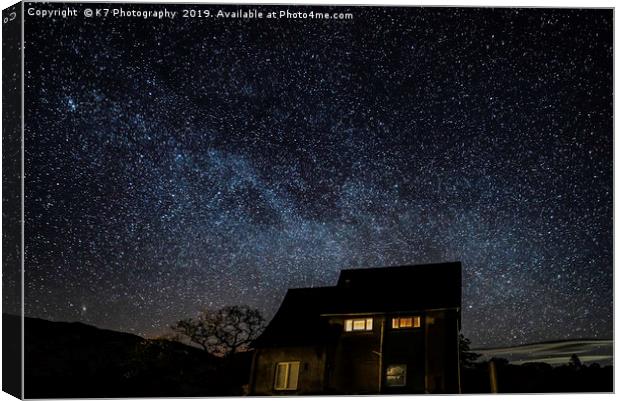 The Milky Way at Pier Cottage, Coniston. Canvas Print by K7 Photography