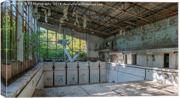 The Abandoned City of Prypiat. Azure Swimming Pool Canvas Print by K7 Photography