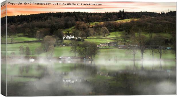 Mist Over Coniston Water Canvas Print by K7 Photography
