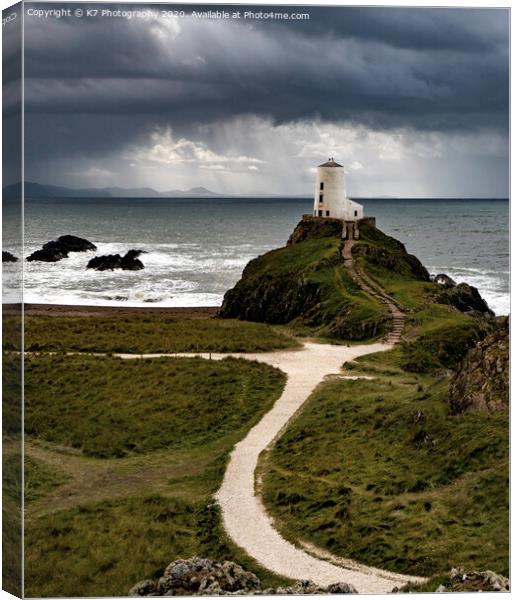 Llanddwyn Lighthouse, Anglesey Canvas Print by K7 Photography