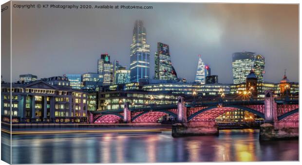 Mystical Light Trails in Iconic London Canvas Print by K7 Photography