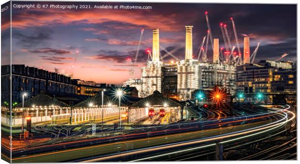 Illuminating Battersea Power Station Canvas Print by K7 Photography