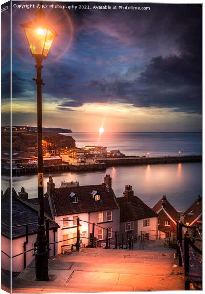 Majestic Views of Whitby Abbey Steps Canvas Print by K7 Photography