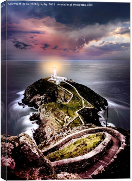 Storm Over South Stack Lighthouse, Anglesey Canvas Print by K7 Photography