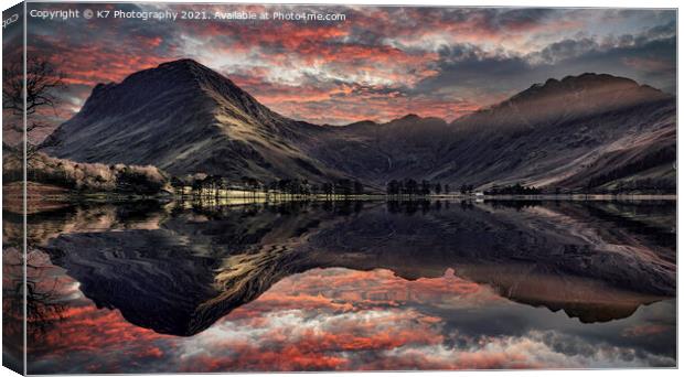 Buttermere Evening Reflections Canvas Print by K7 Photography
