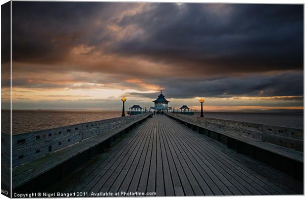 Clevedon Pier at Sunset Canvas Print by Nigel Bangert