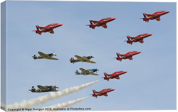 The Red Arrows with Eagle Squadron Canvas Print by Nigel Bangert
