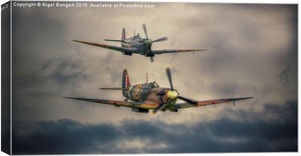  Spitfire Flypast Canvas Print by Nigel Bangert