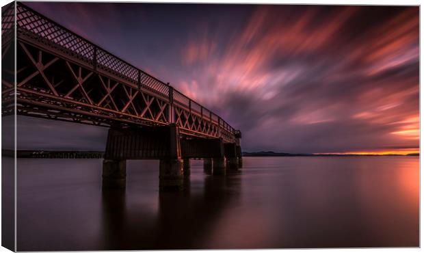 Tay Bridge at Sunset Canvas Print by Ben Hirst