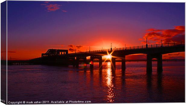 Kincardine Bridge at sunset Canvas Print by mark usher