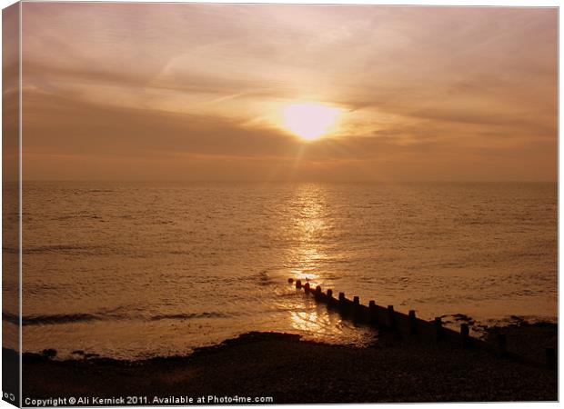 Sunset at Selsey Canvas Print by Ali Kernick