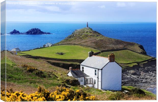 The Brisons, Cape Cornwall and Wheal Call Cottage Canvas Print by Terri Waters